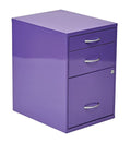 Osp Designs 3 Drawer Vertical Metal Lockable Filing Cabinet, Purple