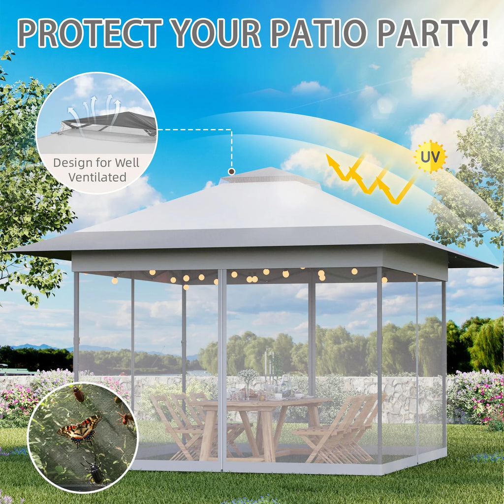 Bezseller 11x11 Pop up Gazebo, Outdoor Waterproof Canopy Tent with Mosquito Netting for Outdoors, Khaki