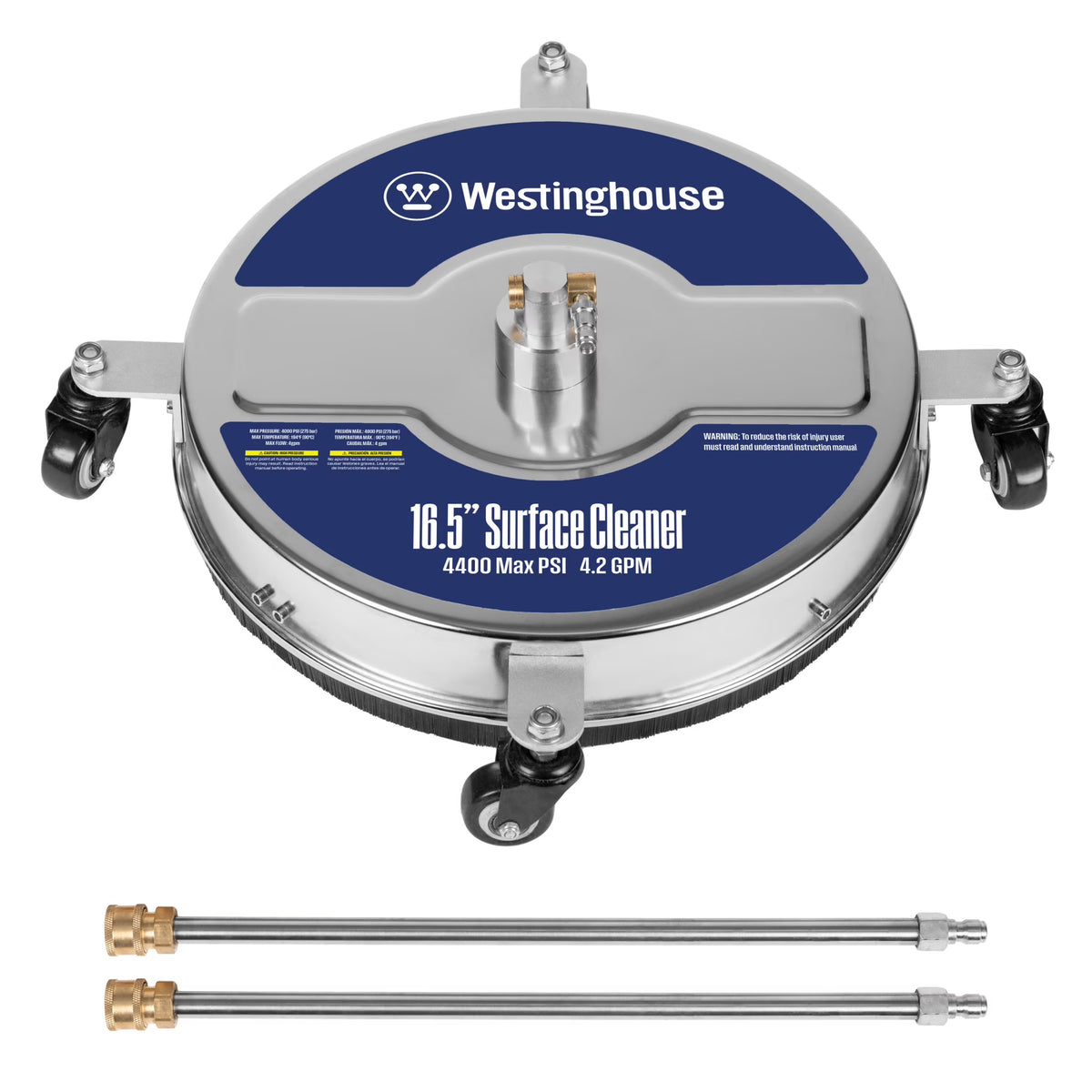 Westinghouse 16.5-inch 4400 PSI Stainless Steel Surface Cleaner for Pressure Washers, 1/4" Quick-Connect
