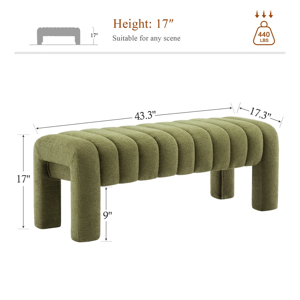 Zesthouse 63" End of Bed Bench, Linen Tufted Upholstered Ottoman Bench with Padded Seat and Solid Wood Leg, Modern Entryway Bench for Bedroom, Living Room, Beige