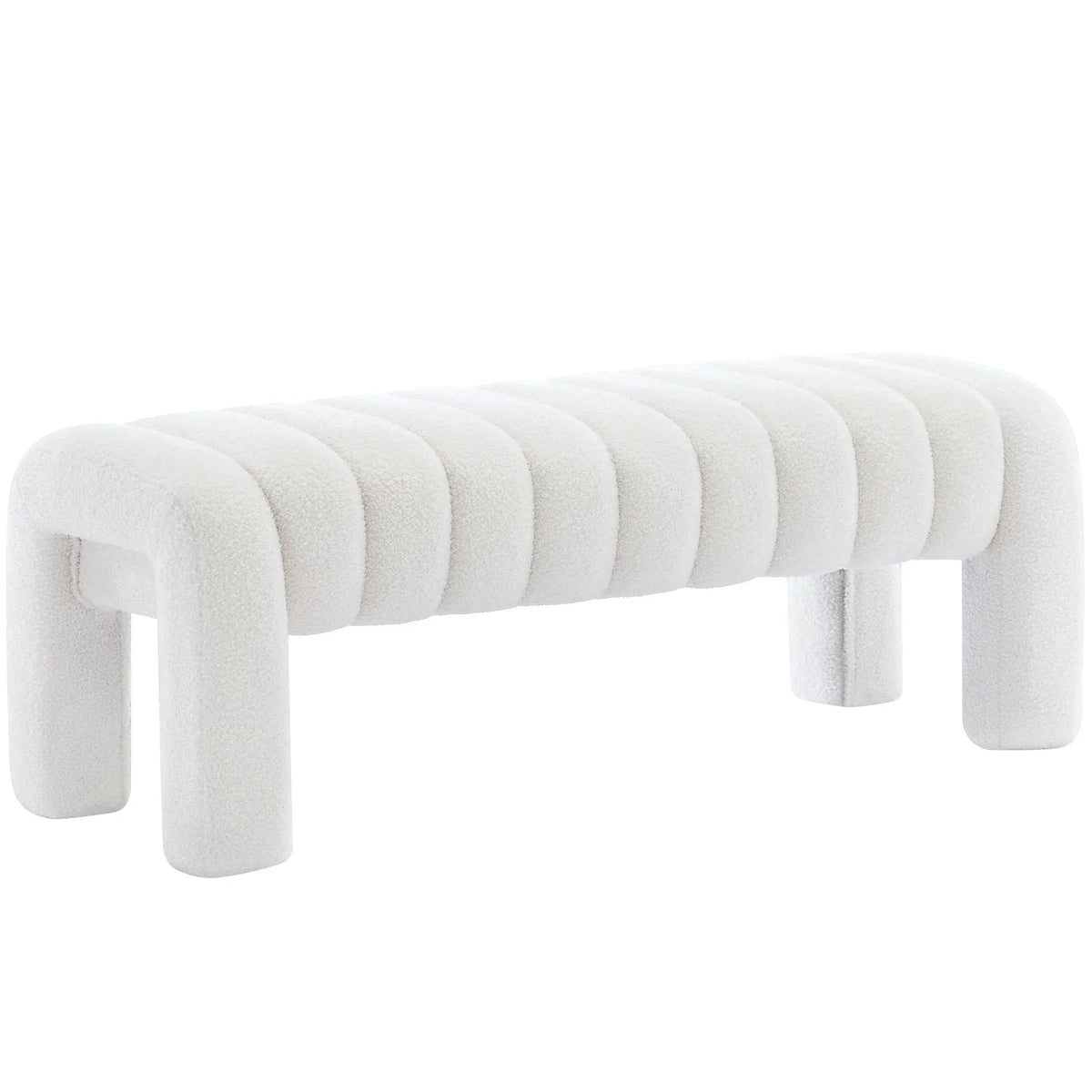 Zesthouse 63" End of Bed Bench, Linen Tufted Upholstered Ottoman Bench with Padded Seat and Solid Wood Leg, Modern Entryway Bench for Bedroom, Living Room, Beige