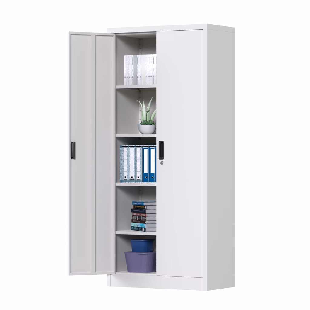 GAEANET 2 Door Metal Storage Cabinet with 5 Adjustable Shelves &Pegboard, 71" H"32" W"16" D Locking Steel Garage Cabinet, for Garage,Office,Home,Gym,School, File Cabinet,Assembly Required, Black