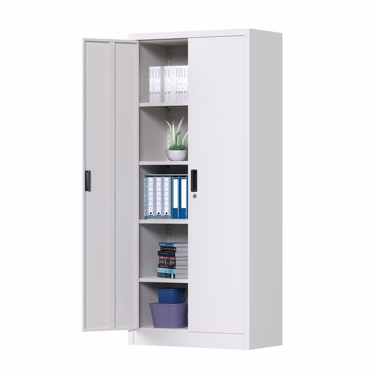 GAEANET 2 Door Metal Storage Cabinet with 5 Adjustable Shelves &Pegboard, 71" H"32" W"16" D Locking Steel Garage Cabinet, for Garage,Office,Home,Gym,School, File Cabinet,Assembly Required, Black