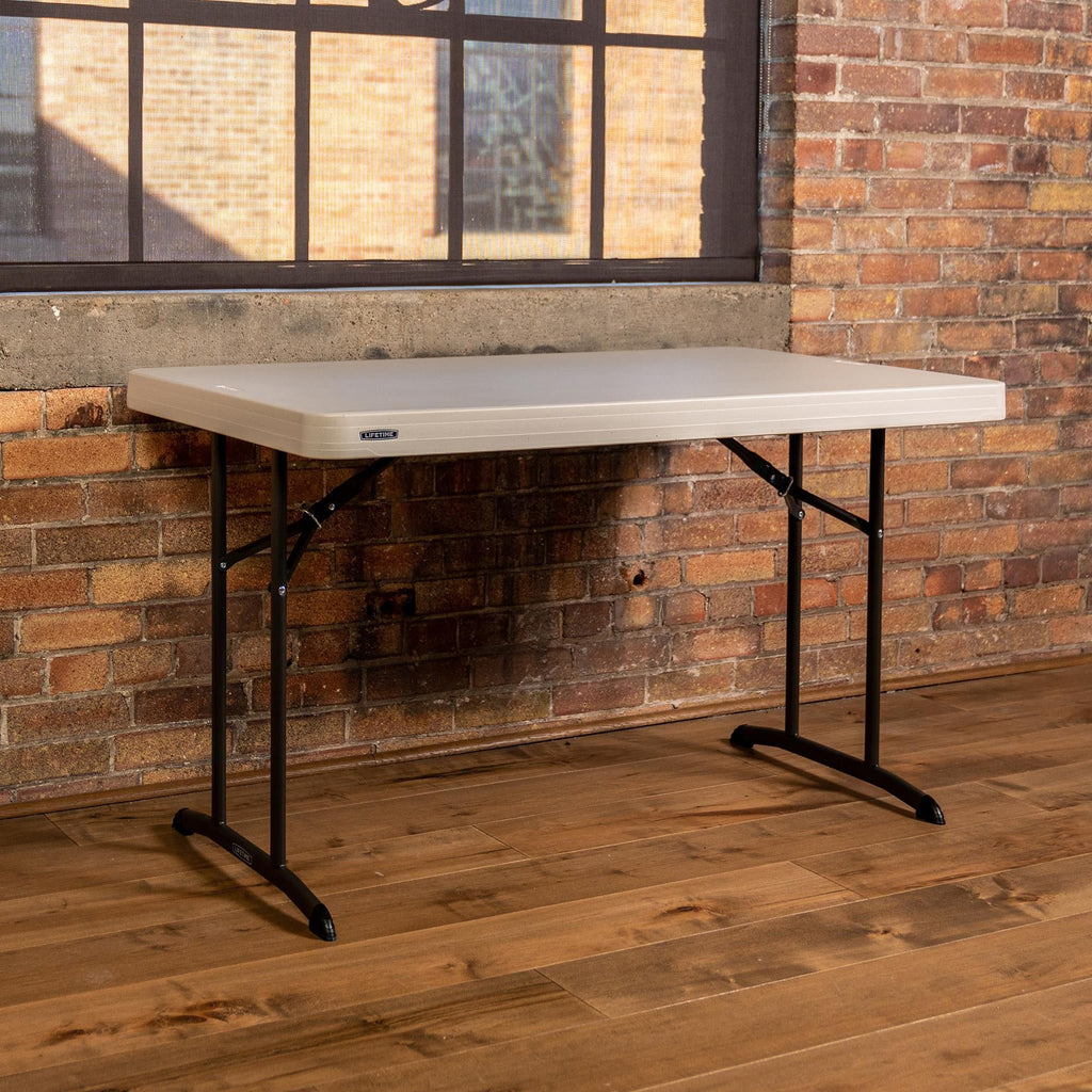 Lifetime 4 Foot Rectangle Folding Table, Indoor/Outdoor Commercial Grade, Almond (80568)