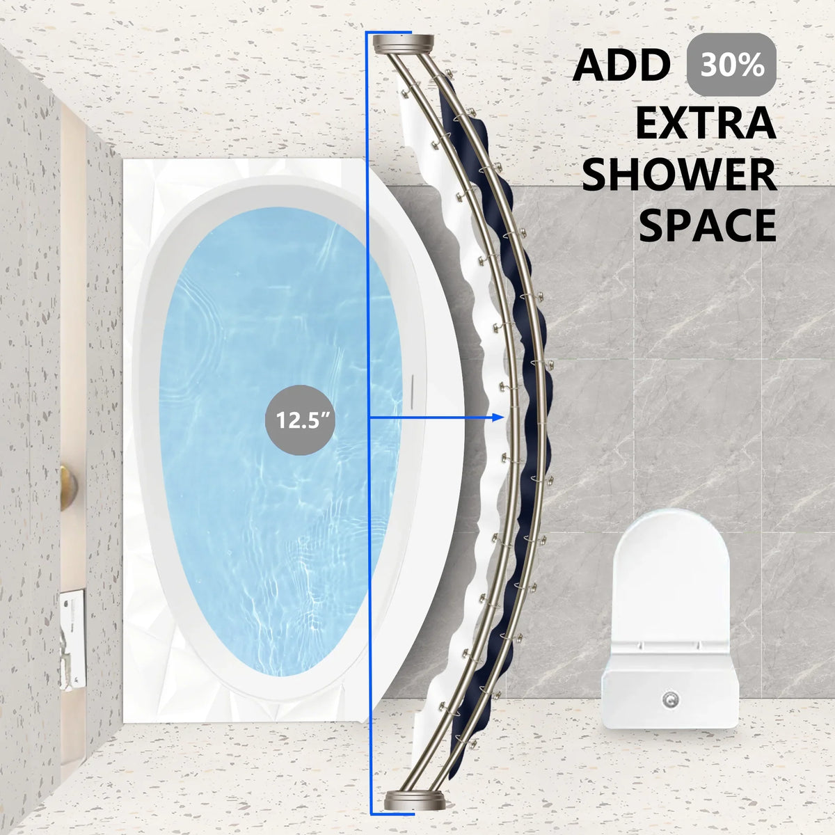 Utopia Alley Rustproof Wall Mounted Aluminum Double Curved Shower Curtain Rod, Screw Mount Rod, Secure Than Tension, Adjustable Shower Rod from 45" to 72", Includes shower liner & hooks (Bronze)