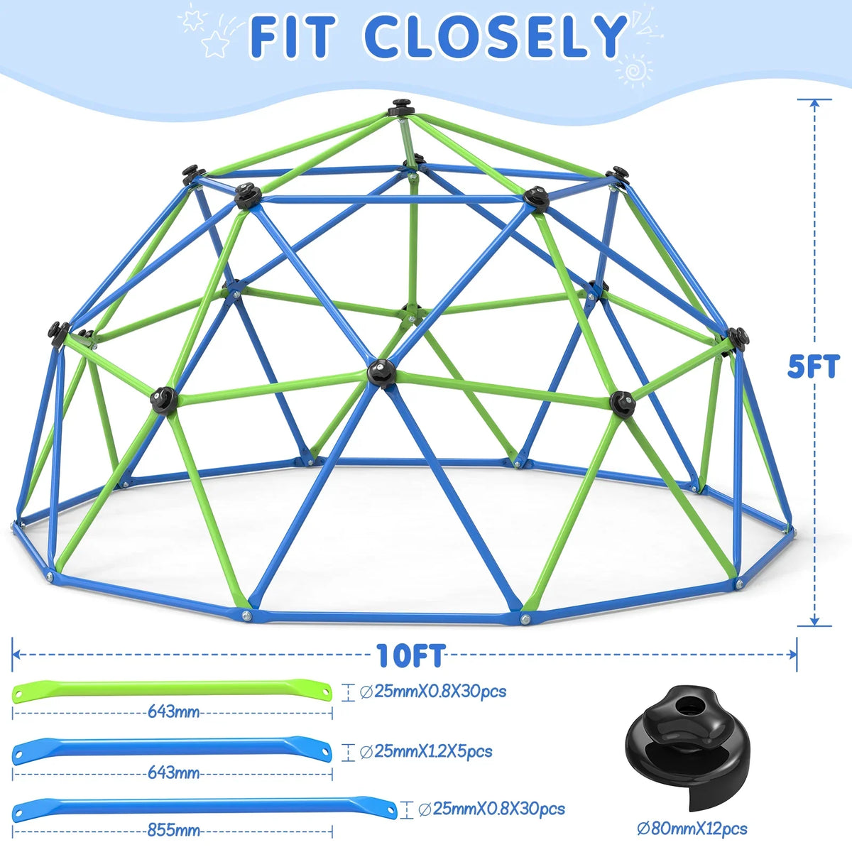 WOSTOO 10FT Climbing Dome,Kids Dome Climber Jungle Gym Outdoor Toddler Play Set for Kids 3-10 Year Outdoor Play, Supports up to 880lbs