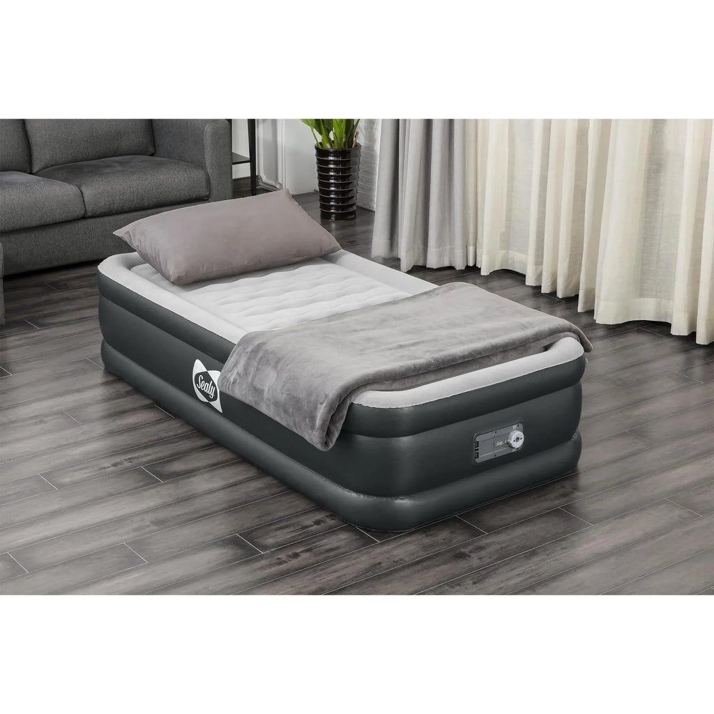 Tritech 18" Inflatable Air Mattress Bed with Built-in Pump, Storage Bag, and Repair Patch, for Indoor and Outdoor Use, Twin