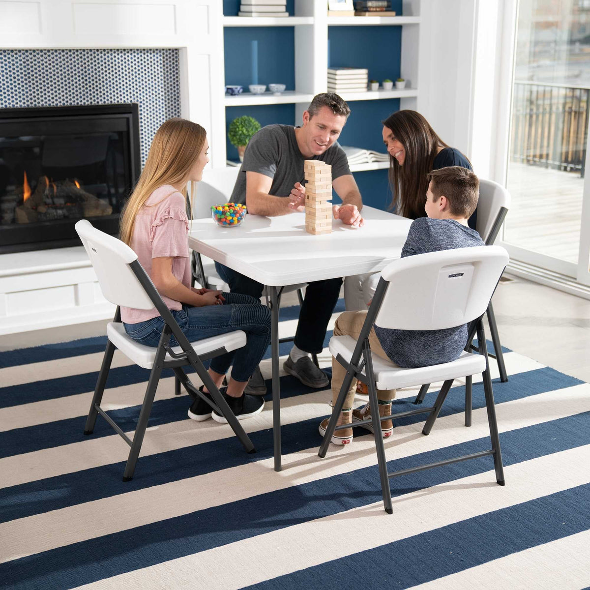 Lifetime 37 inch Square Folding Table, Indoor/Outdoor Commercial Grade, White Granite (80783)