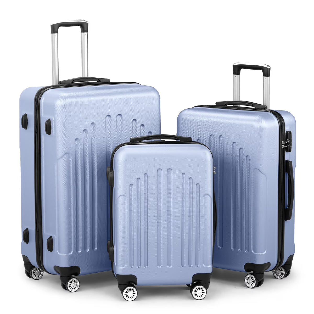 Red 3-Piece Hardshell Spinner Luggage Set (20in, 24in, 28in) - Large ABS Suitcase Set with 8 Wheels, Lightweight & Durable for Travel