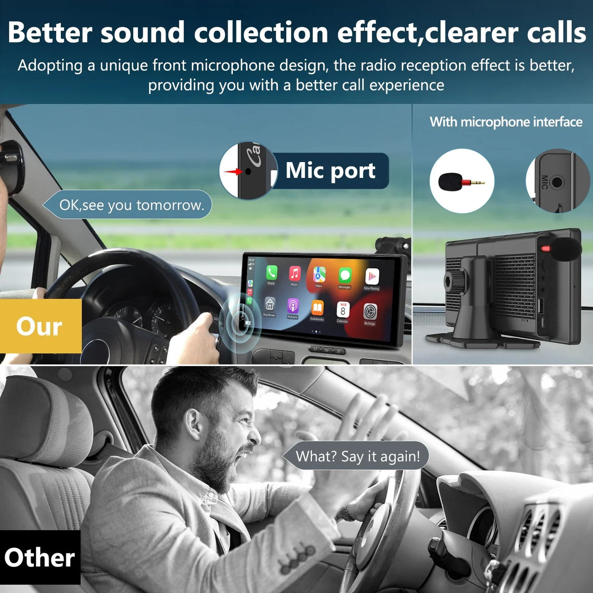 Carpuride Wireless Carplay Android Auto with 4K Front Dash Cam 1080P Rear Cam,10.26" HD IPS Touch