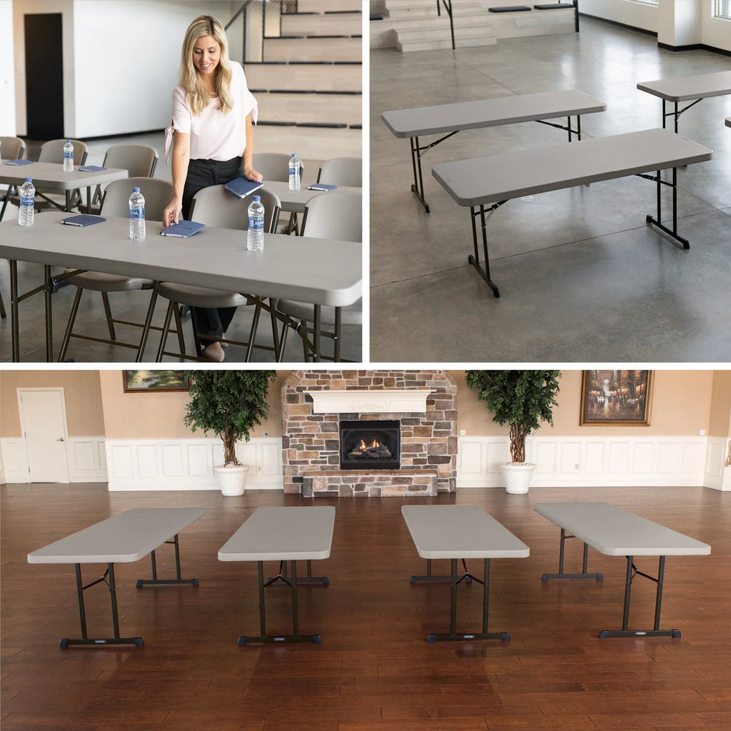 Lifetime 6 ft. Rectangle Folding Table, Indoor/Outdoor Professional Grade, Putty Set of 4 (480126)