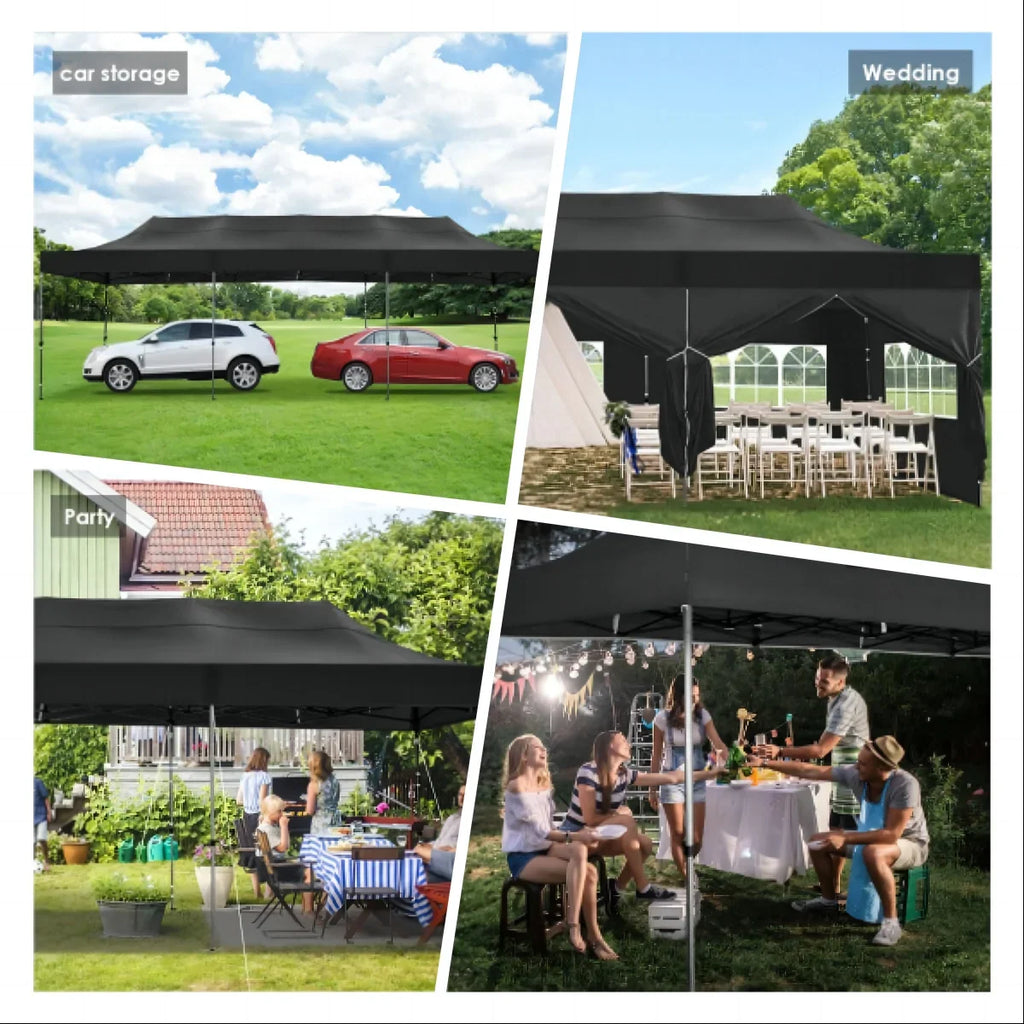 HOTEEL 10x20 Pop up Canopy with 6 Sidewalls Commercial Heavy Duty Canopy UPF 50+ All Weather Waterproof Outdoor Wedding Party Tents Gazebo with Roller Bag, Khaki
