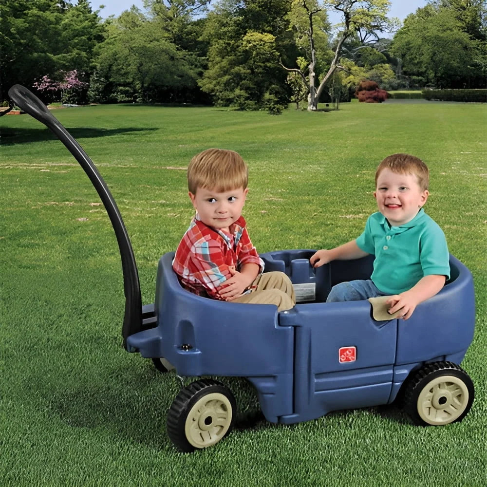 Step2 Wagon for Two Plus Blue Foldable Wagon for Kids with Seats