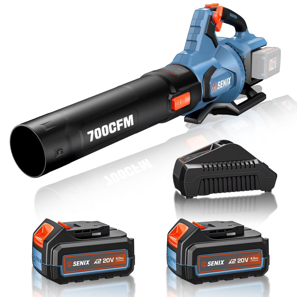 SENIX X6 60V Max* Brushless Cordless Leaf Blower with 4.0 Ah Battery and Charger, Variable Speed Up to 810CFM 170MPH, BLAX6-M1