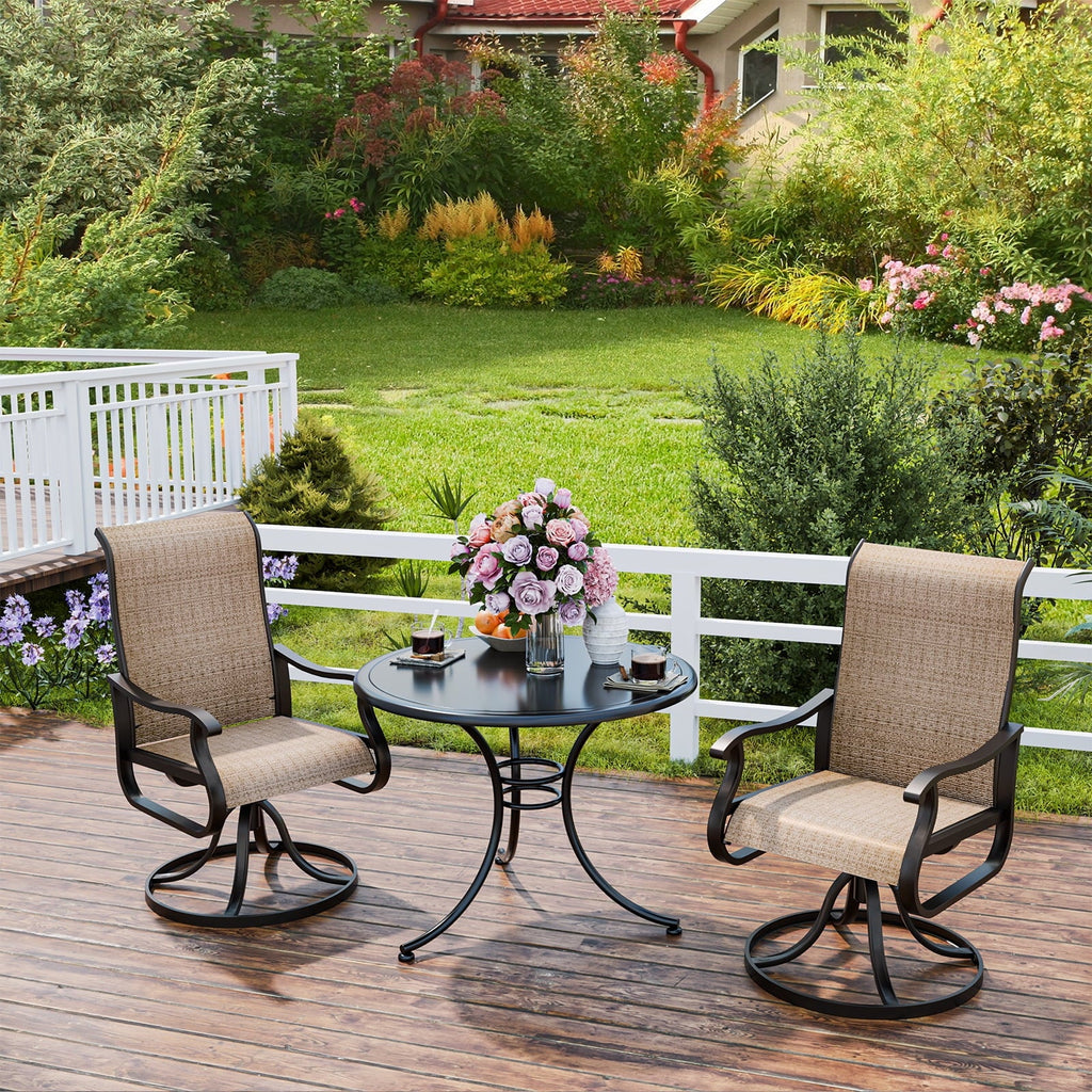 UDPATIO High Back Outdoor Dining Chairs Set of 2, All Weather Swivel Patio Chairs, Breathable Garden Outdoor Furniture for Backyard Deck
