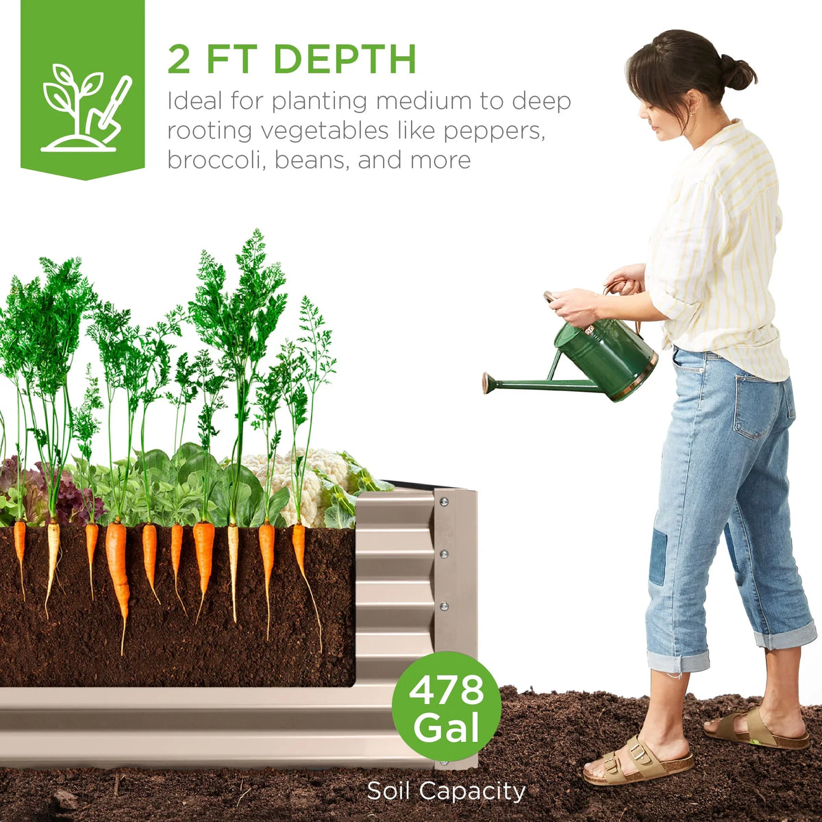 Best Choice Products 8x4x2ft Outdoor Metal Raised Garden Bed, Planter Box for Vegetables, Flowers, Herbs - Gray