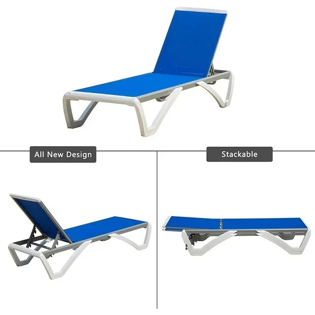 Domi Outdoor Living Chaise Lounge Chair Aluminum Adjustable Pool Lounge Chair"With All-Weather Textilene for Deck, Lawn, Backyard "1 Grey Chair"