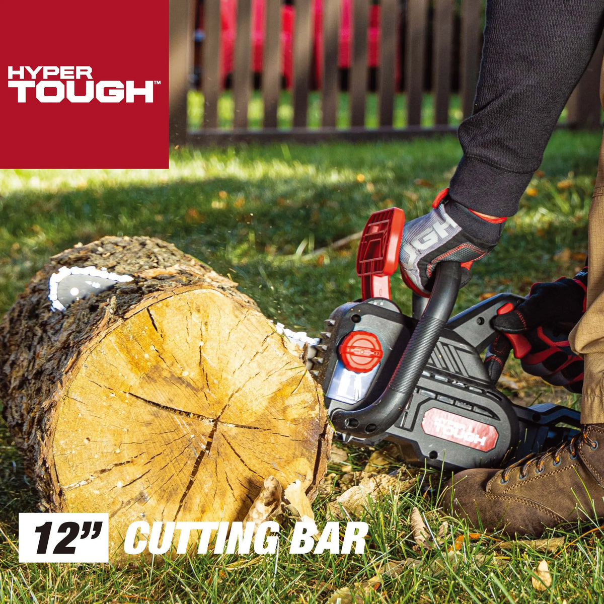 Hyper Tough 20V 4.0Ah Battery Powered 12in Brushless Chainsaw, HT22-401-03-03