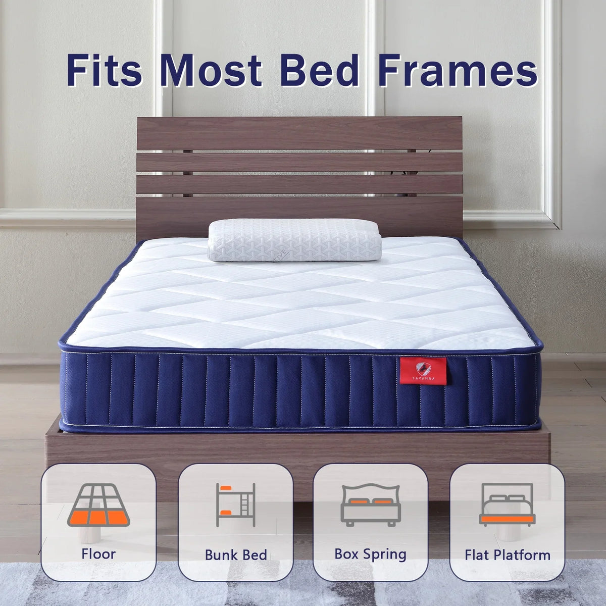Twin Mattress,Hybrid Innerspring and Memory Foam Mattress in a Box,Medium Firm Support with Cooling Fabric,CertiPUR-US Certified,75"x39"x6",White+Blue