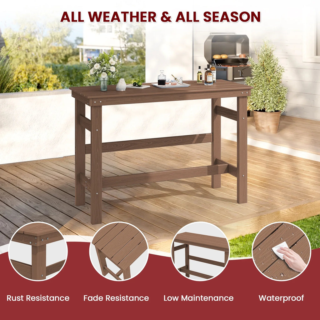 SERWALL 41" Outdoor Bar Table, HDPE All Weather Adirondack Outdoor Bar Height Table, Navy