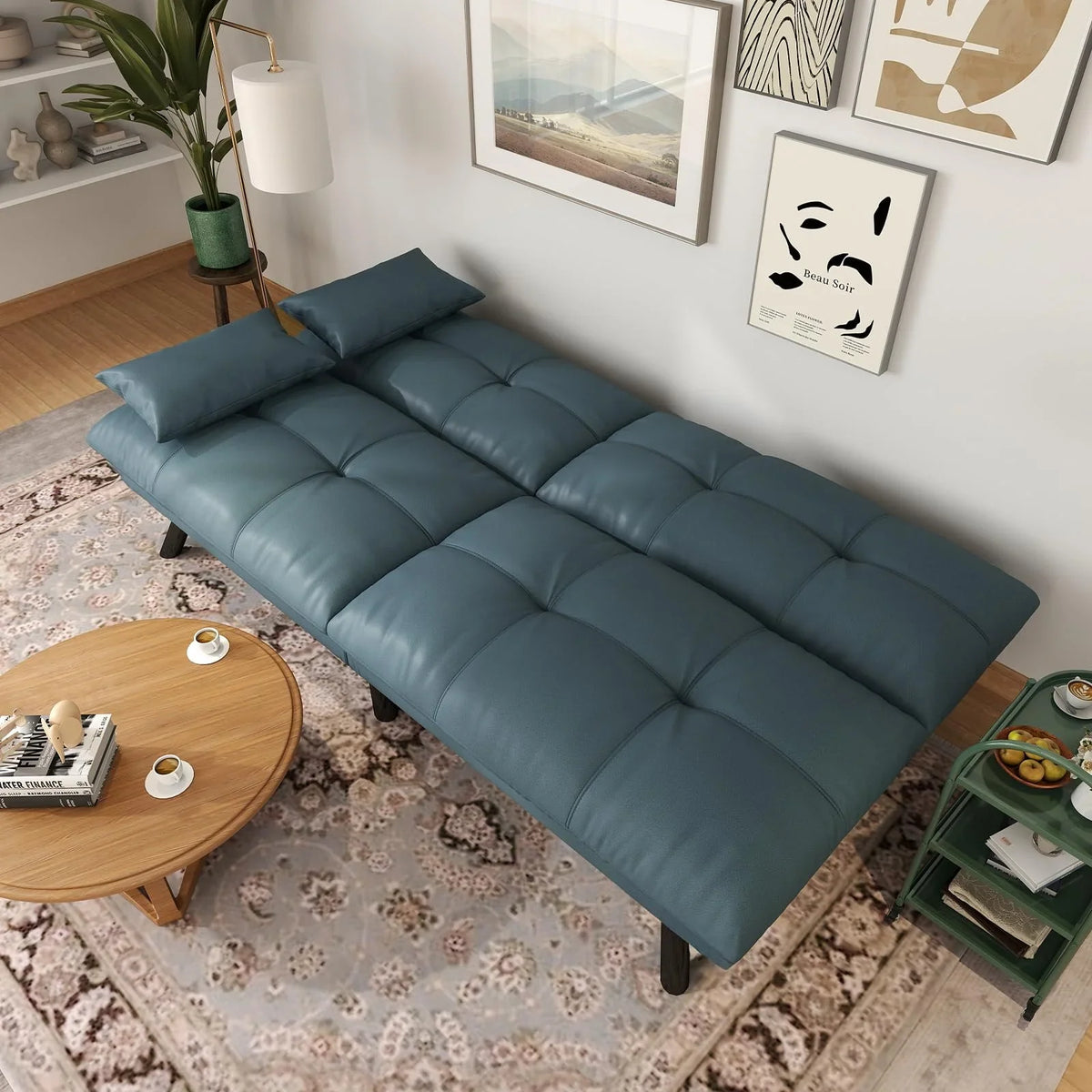 70"" Convertible Futon Sofa Bed Folding Bed Sleeper Couch for Living Room, Small Space or Office, Light Grey