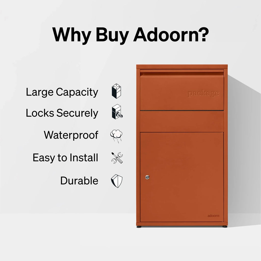 Adoorn Package Delivery Boxes for Outside, Large 36 x 20.5 x 15 (HxWxD) Security Package Box, Free Standing Anti-Theft Parcel Drop Box - Black