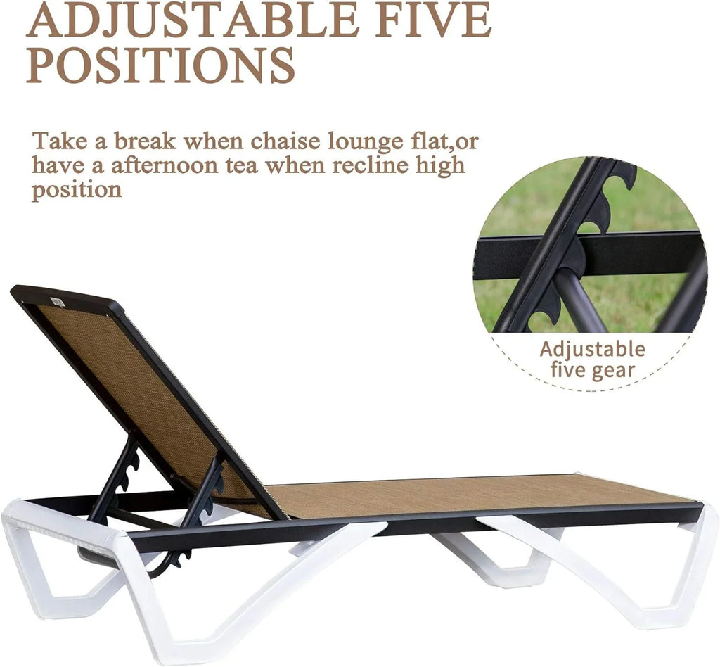 Domi Outdoor Living Chaise Lounge Chair Aluminum Adjustable Pool Lounge Chair"With All-Weather Textilene for Deck, Lawn, Backyard "1 Grey Chair"