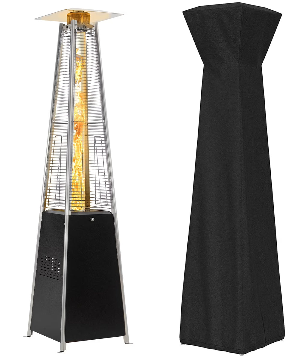 NAVINE Patio Heater, 48,000 BTU Propane Pyramid Patio Heater with Wheels, Bronze