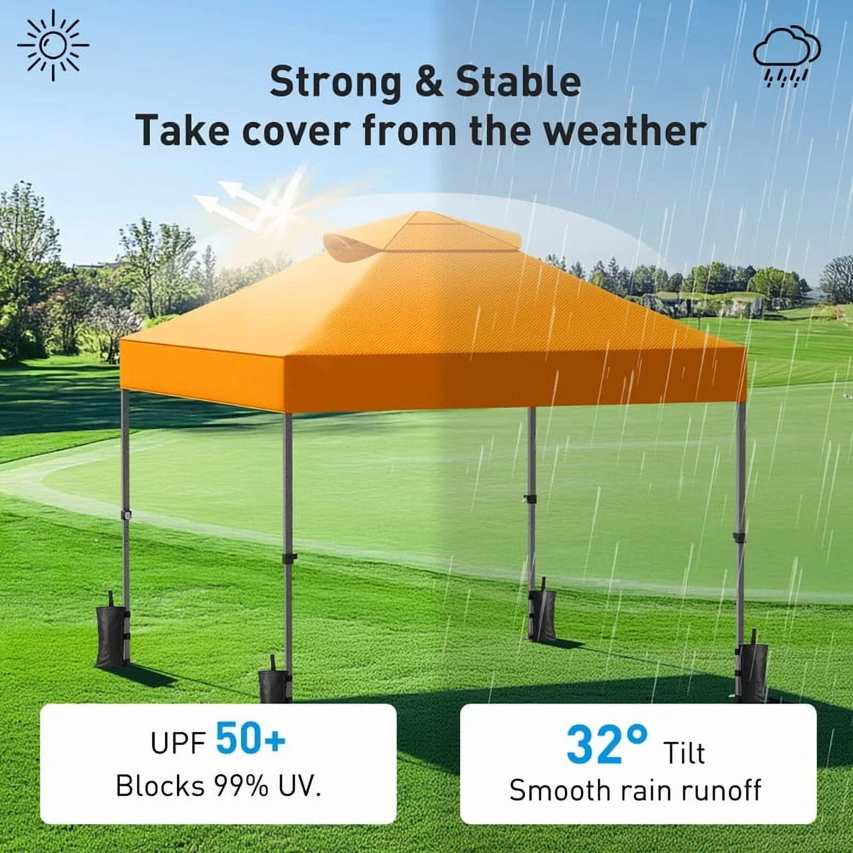 CHITOOMA 10 x 10ft Pop up Canopy Tent, Instant Outdoor Shelter Easy Portable Straight Leg Canopy Tent with Pockets Sidewall, White