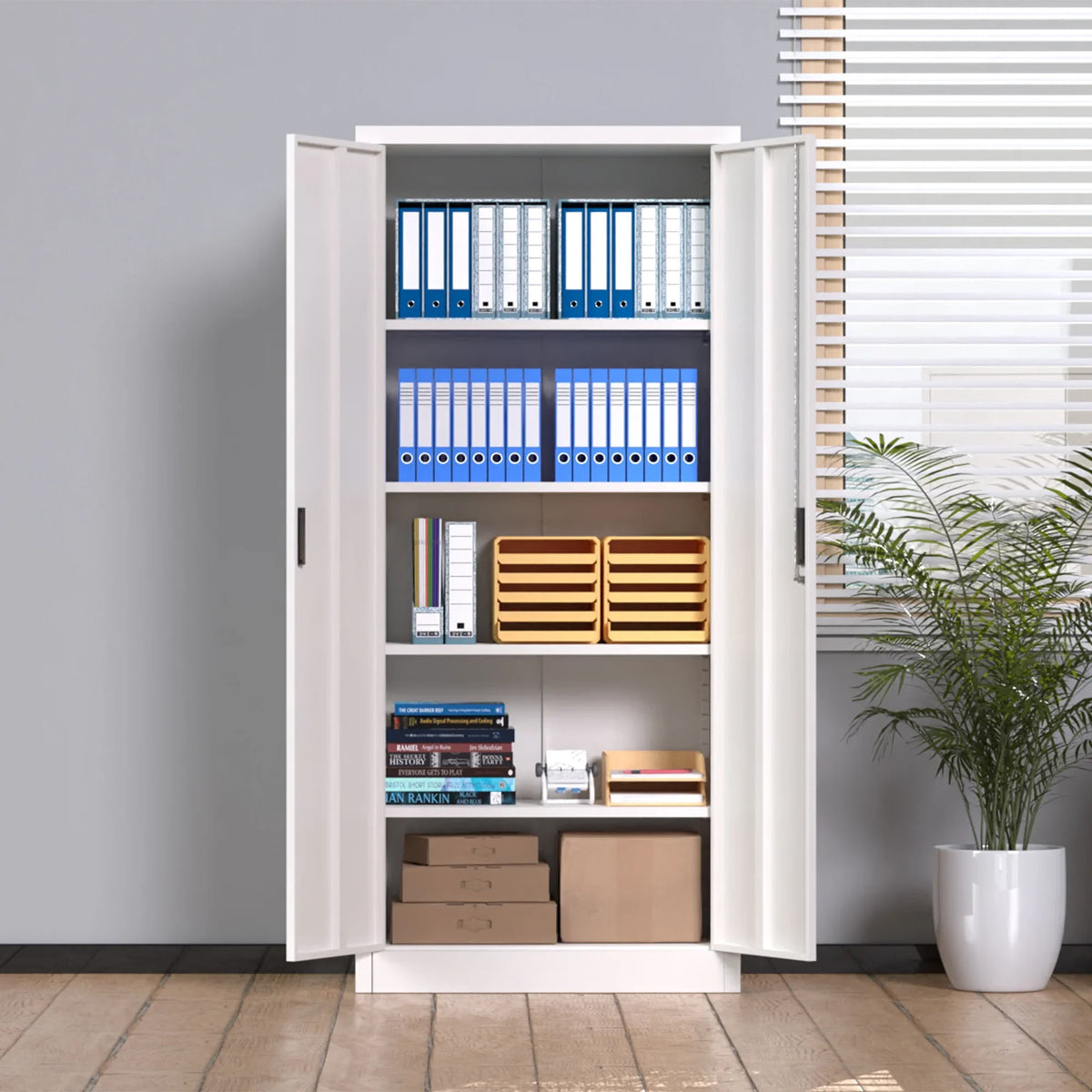 GAEANET 2 Door Metal Storage Cabinet with 5 Adjustable Shelves &Pegboard, 71" H"32" W"16" D Locking Steel Garage Cabinet, for Garage,Office,Home,Gym,School, File Cabinet,Assembly Required, Black