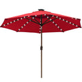 EliteShade Sunbrella Solar Umbrellas 9ft Market Umbrella with 80 LED Lights Patio Umbrellas Outdoor Table Umbrella with Ventilation and 5 Years Non-Fading Top,Ruby