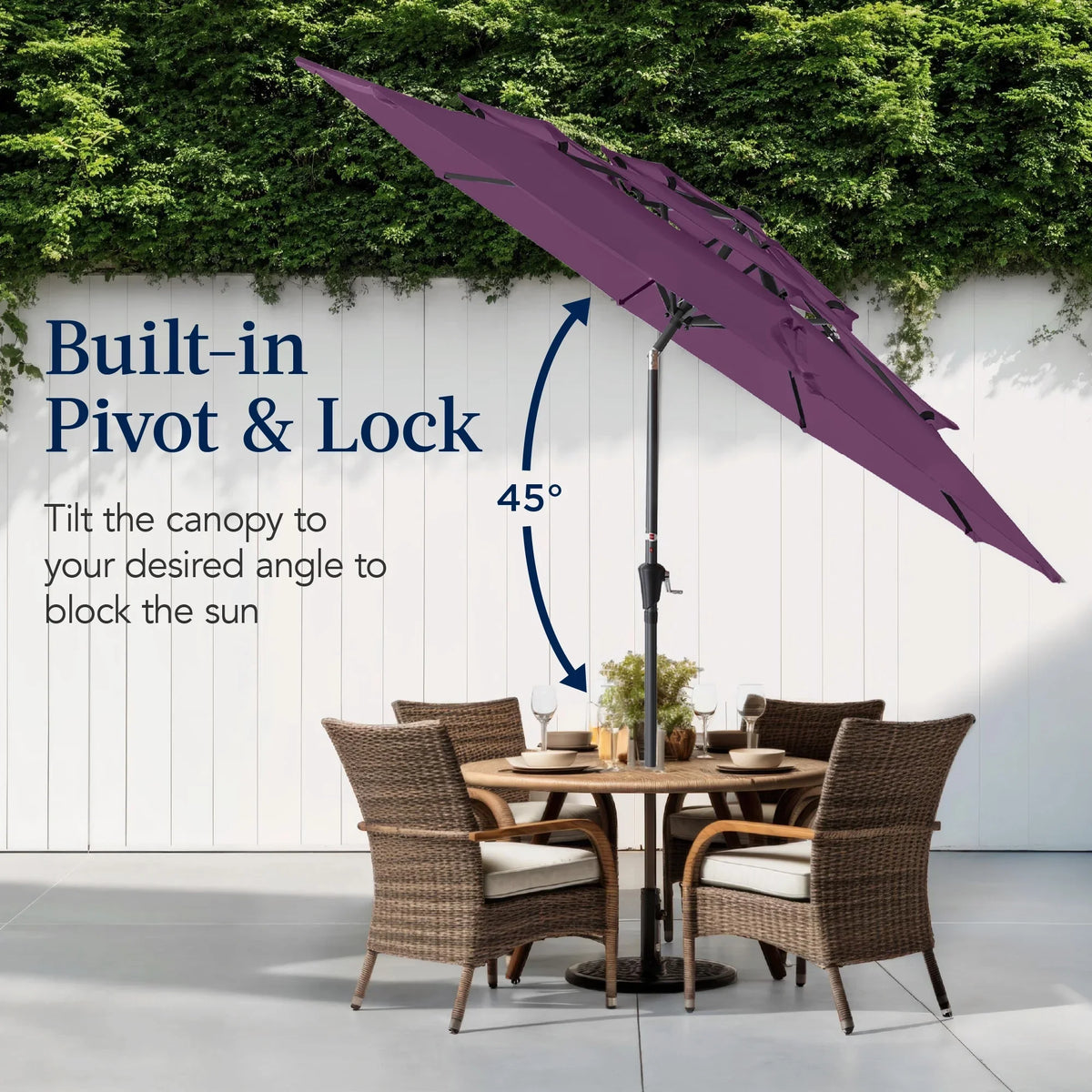 Best Choice Products 10ft 3-Tier Patio Umbrella, Market Sun Shade w/ Tilt Adjustment, Easy Crank - Red