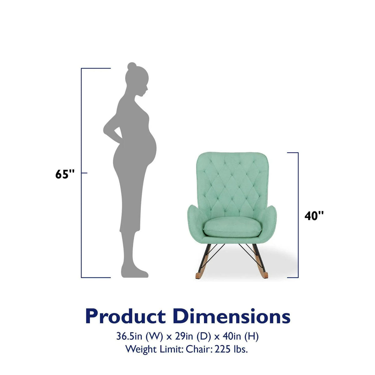 Baby Relax Noah Rocker Chair with Side Storage Pockets. Teal