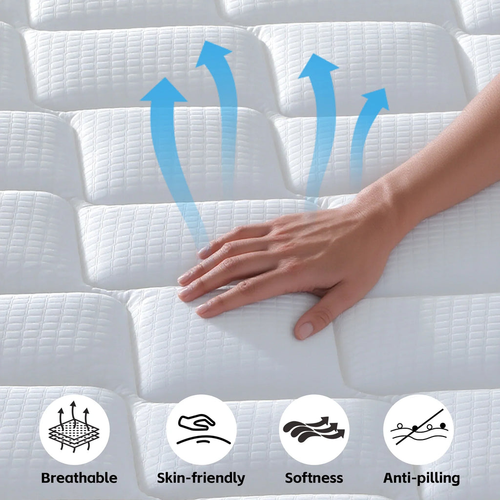 Twin Mattress,Hybrid Innerspring and Memory Foam Mattress in a Box,Medium Firm Support with Cooling Fabric,CertiPUR-US Certified,75"x39"x6",White+Blue
