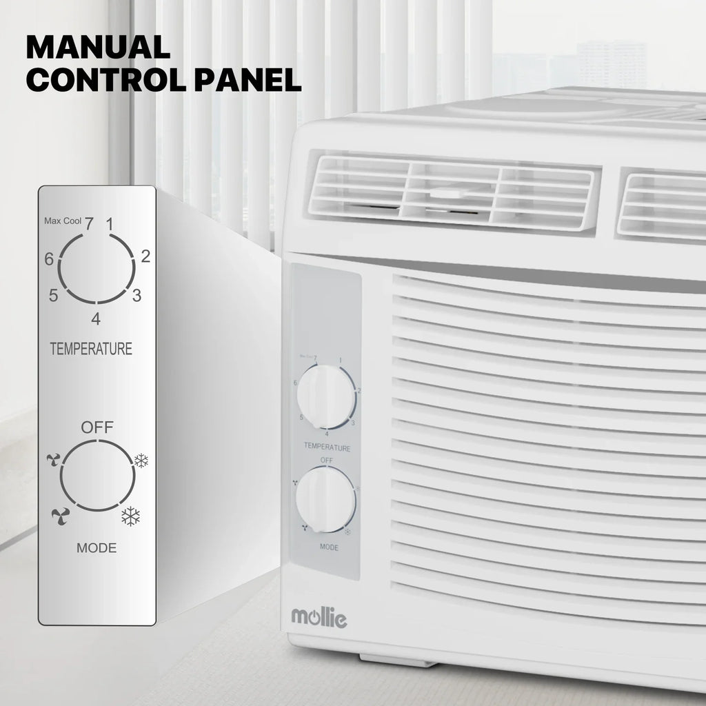 mollie 12,000 BTU 115V Window Air Conditioner, Cools Rooms up to 450 Sq.Ft., Window AC Unit with Remote Control, 24H-Timer and 3 Fan Speeds, White