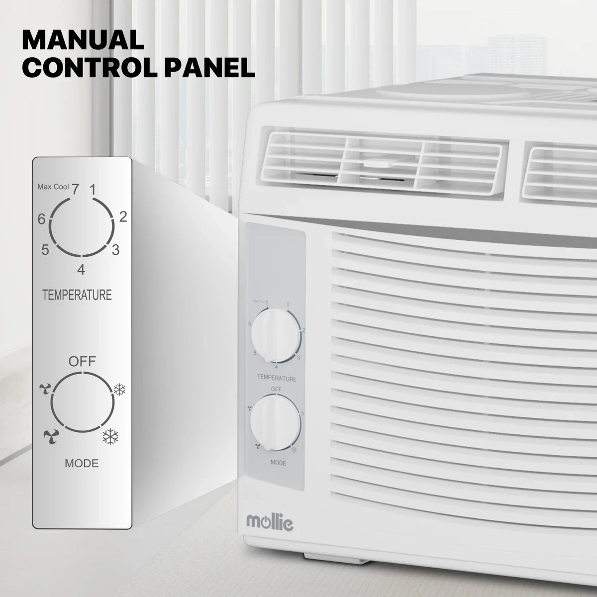 mollie 12,000 BTU 115V Window Air Conditioner, Cools Rooms up to 450 Sq.Ft., Window AC Unit with Remote Control, 24H-Timer and 3 Fan Speeds, White