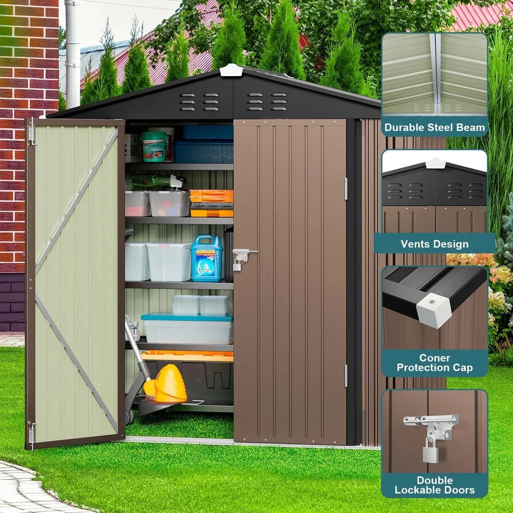 6' x 4' Outdoor Storage Shed on Sale, Aiho Shed & Outdoor Storage Clearance, Metal Storage Shed for Outside, Backyard, Garden & Patio - Dark Gray
