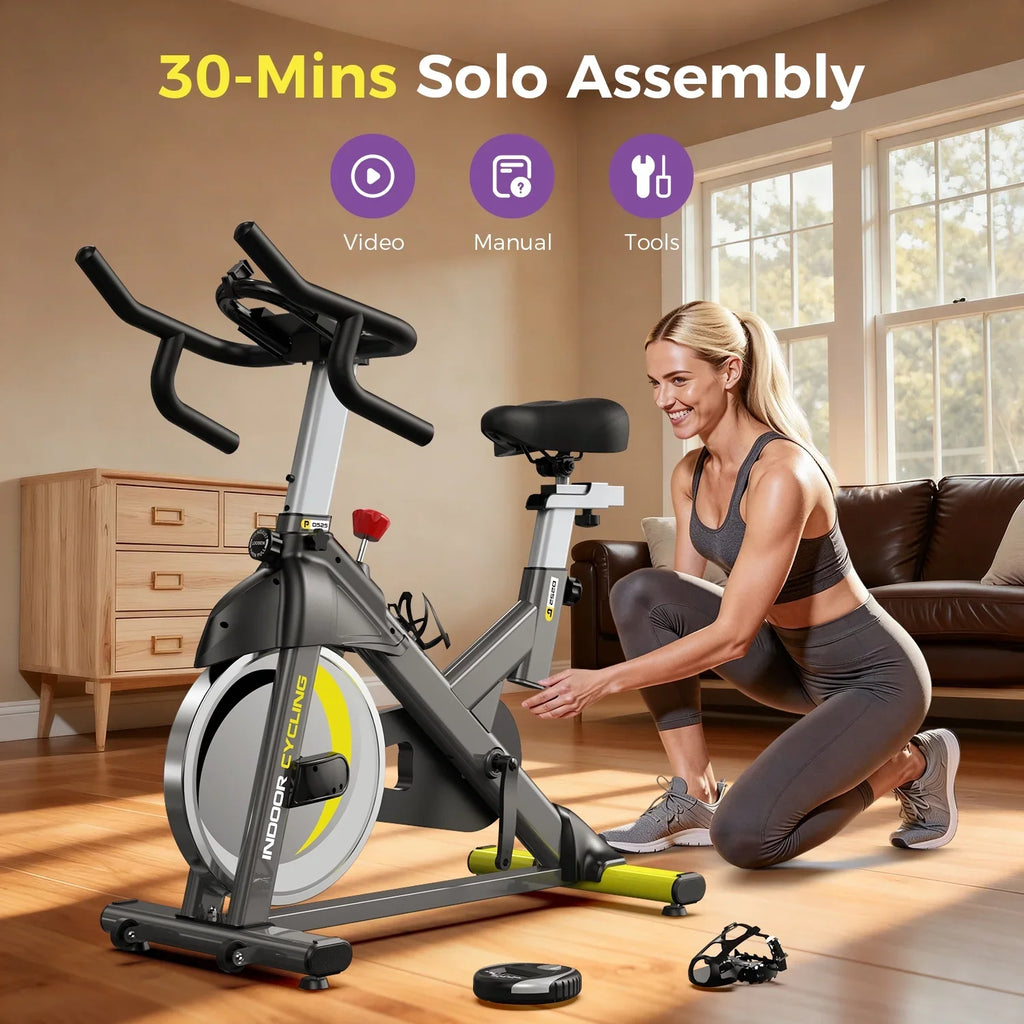 Pooboo Stationary Exercise Bike Indoor Cycling Bike Cycle Bicycle Adjustable Resistance for Home Office Cardio Workout Machine Max Weight 350 lbs