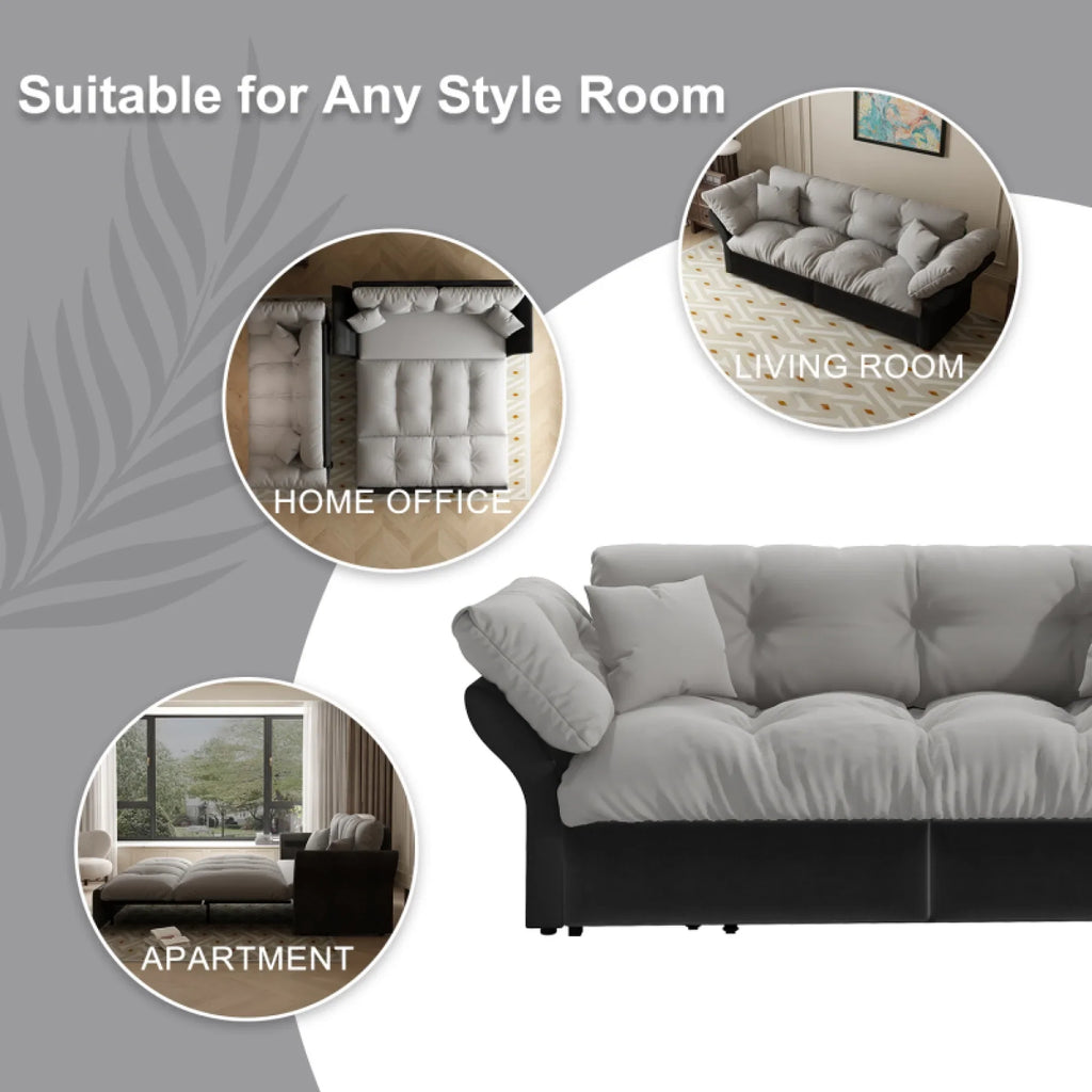 66" Queen Pull Out Sofa Bed, 3-in-1 Convertible Sleeper Sofa with Side Storage,Multi-Functional Velvet Loveseat Bed for Living Room,Bedroom