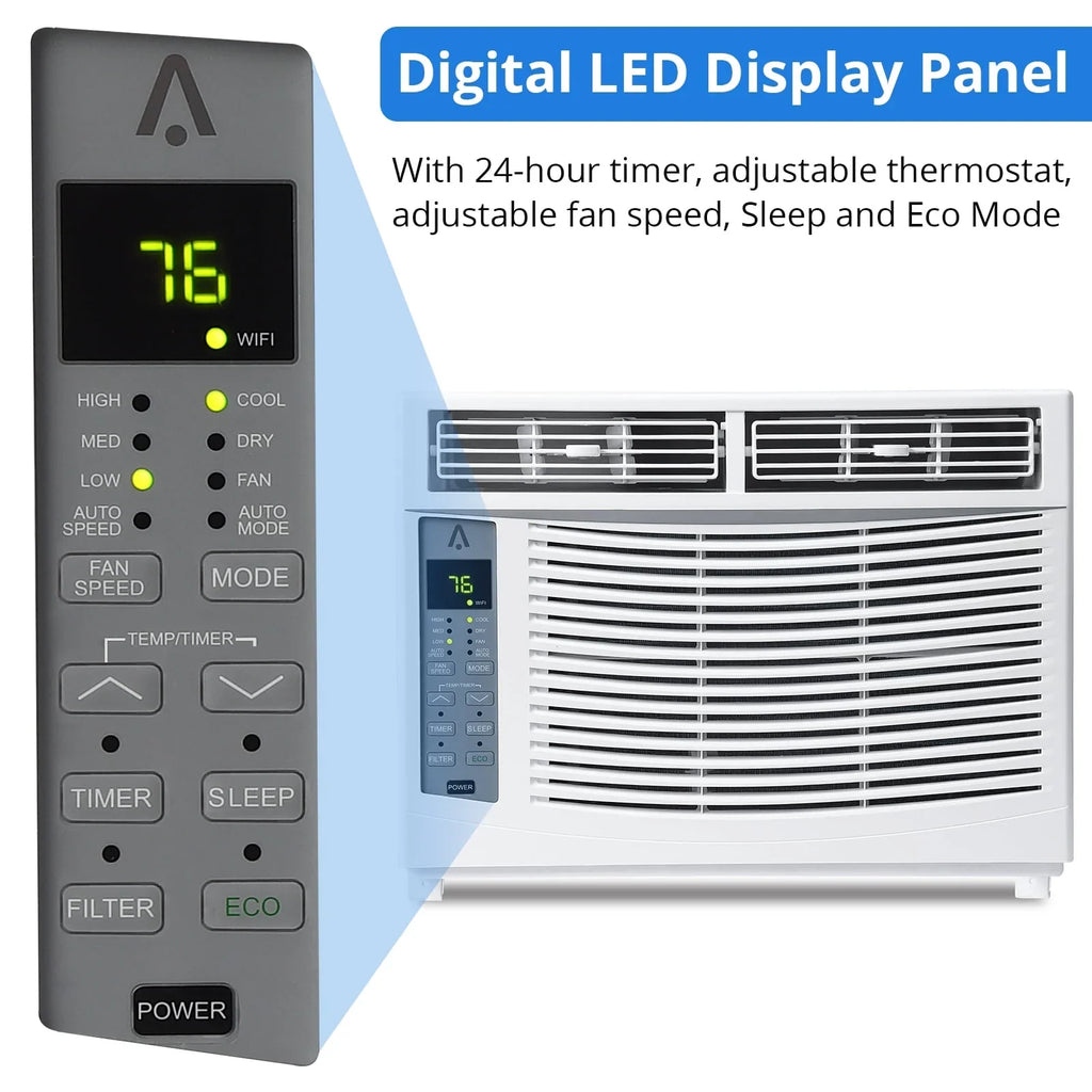 Lumiparty 6,000 BTU Window Air Conditioner, Cools 250 Sq.ft., Window AC Unit with Remote Control, Sleep Mode, Bedroom, Room, Office, White