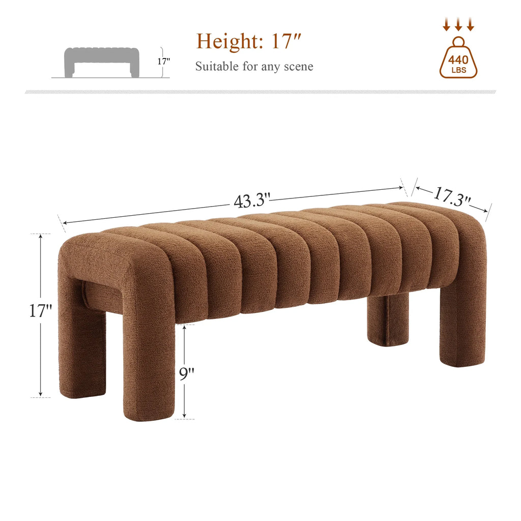 Zesthouse 63" End of Bed Bench, Linen Tufted Upholstered Ottoman Bench with Padded Seat and Solid Wood Leg, Modern Entryway Bench for Bedroom, Living Room, Beige