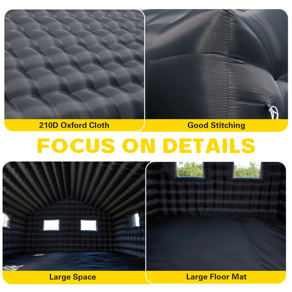 EROMMY Inflatable Nightclub 20x16.5x12 Ft, Inflatable Party Tent with 950w Blower, Inflatable Club Tent for Birthday Party Wedding Backyard Rental Business, Black