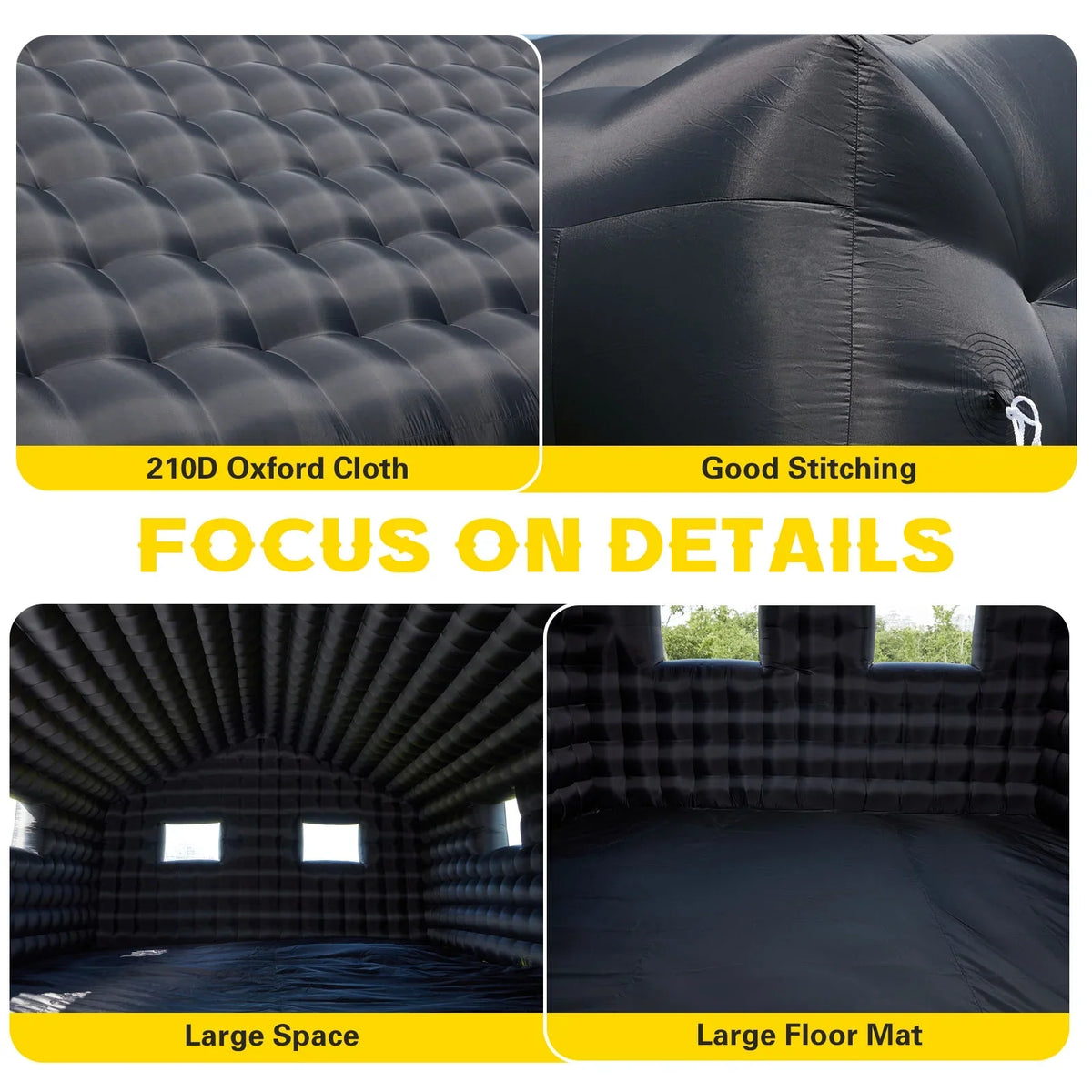 EROMMY Inflatable Nightclub 20x16.5x12 Ft, Inflatable Party Tent with 950w Blower, Inflatable Club Tent for Birthday Party Wedding Backyard Rental Business, Black