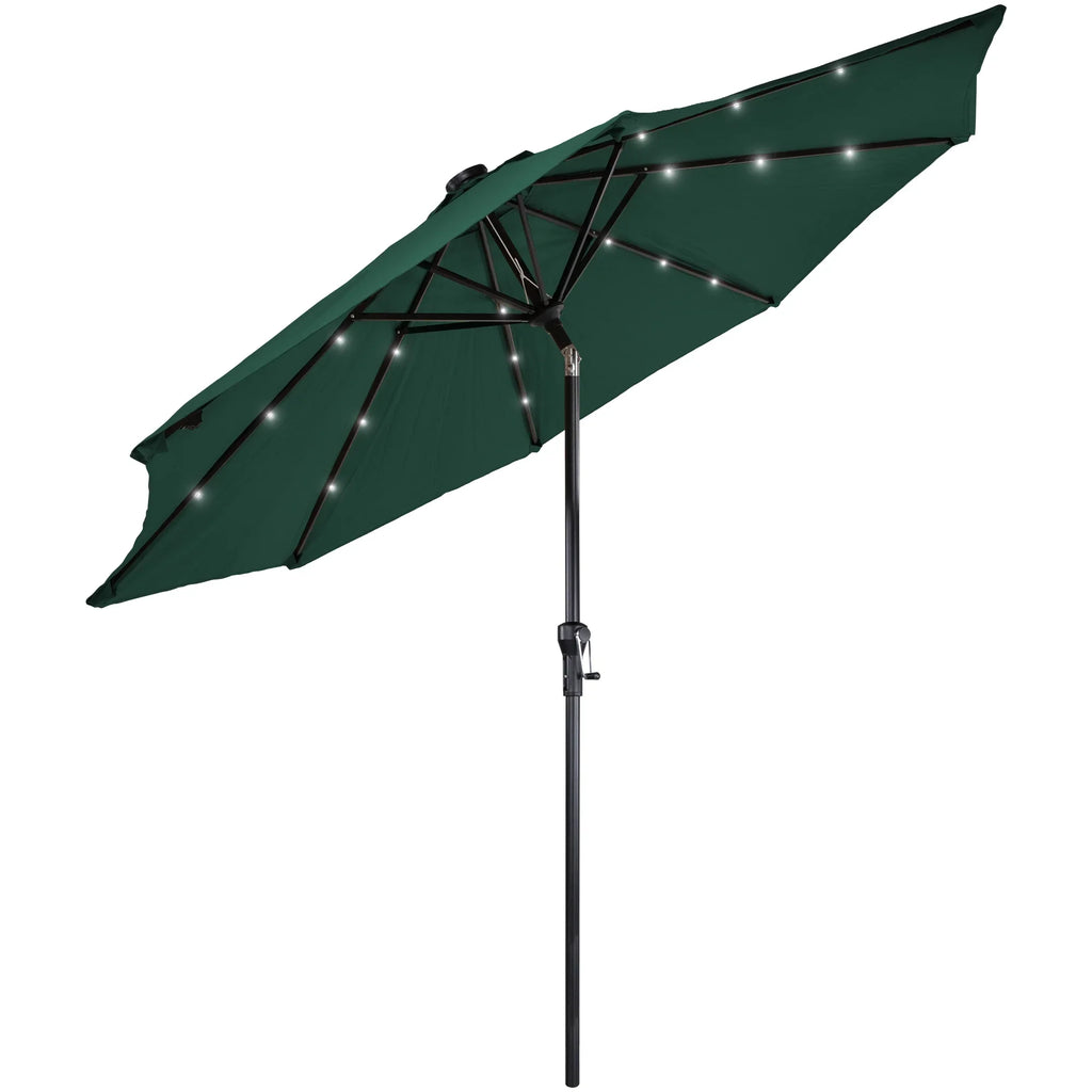 Northlight 9ft Solar Lighted Outdoor Patio Market Umbrella with Hand Crank and Tilt, Pink