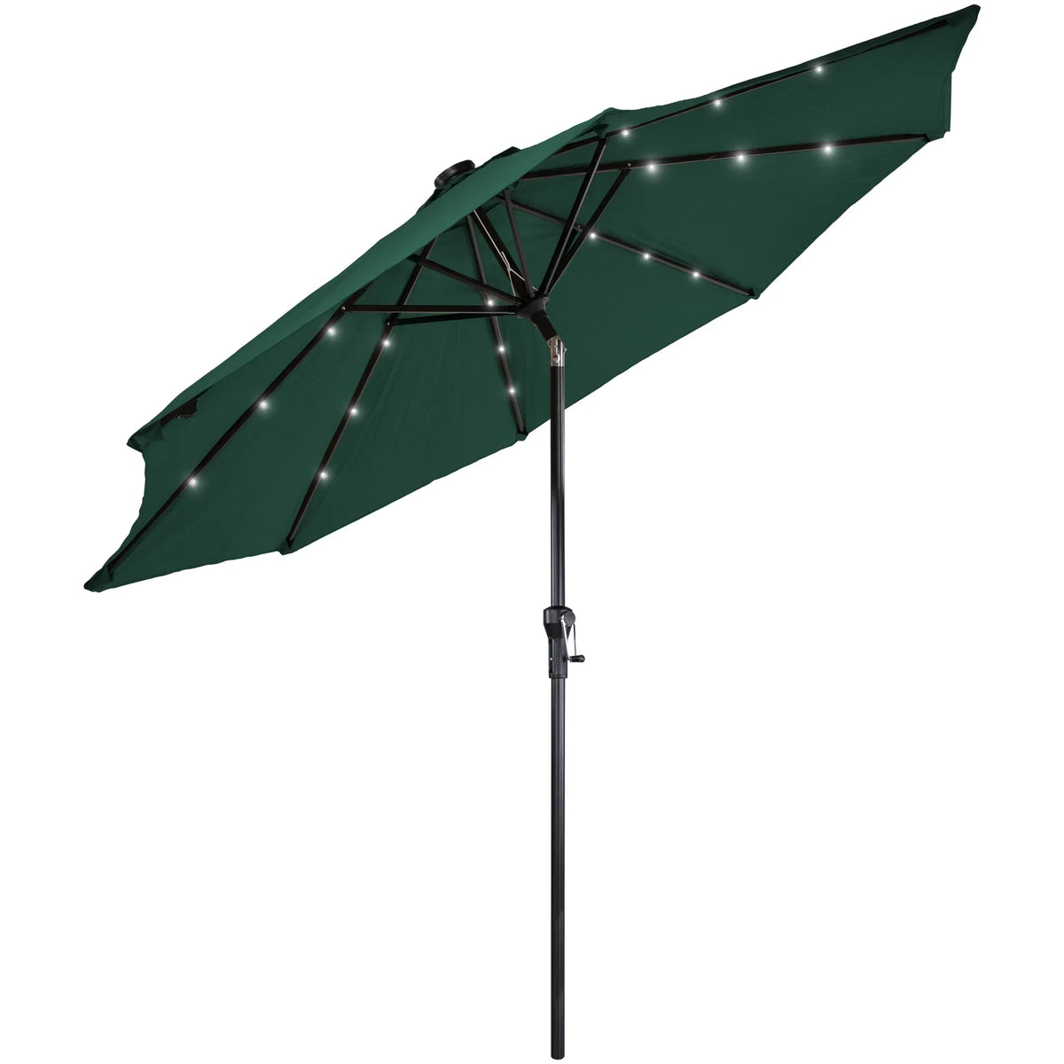 Northlight 9ft Solar Lighted Outdoor Patio Market Umbrella with Hand Crank and Tilt, Pink
