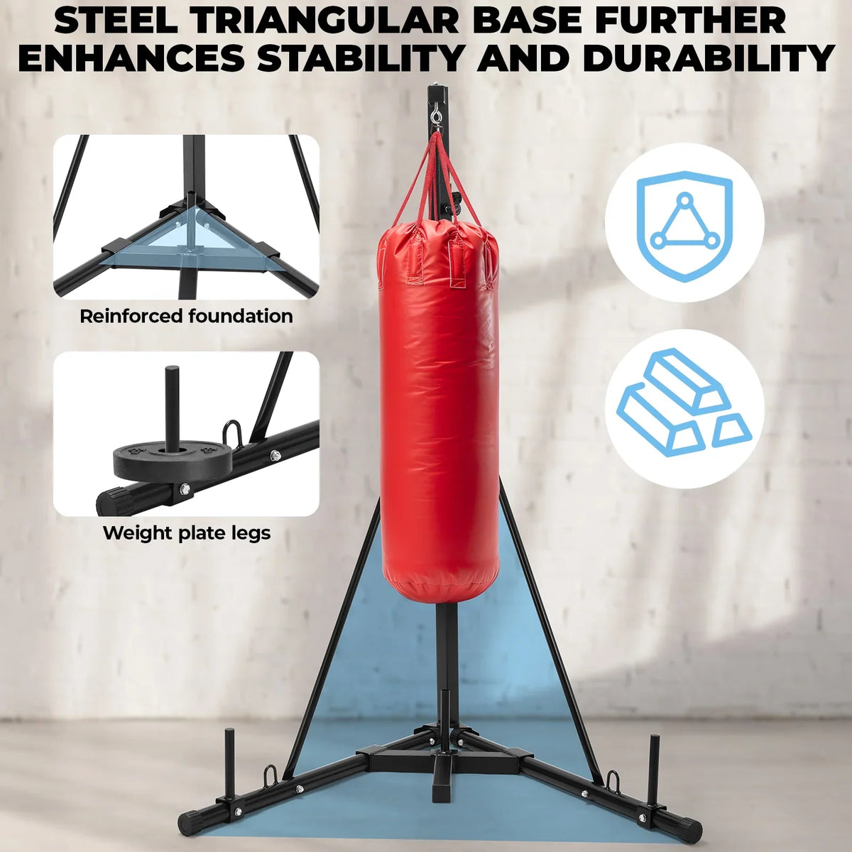 Pirecart Punching Bag Stand Height Adjustable Heavy Boxing Bag Stand for Home Gym Fitness, 150 lbs