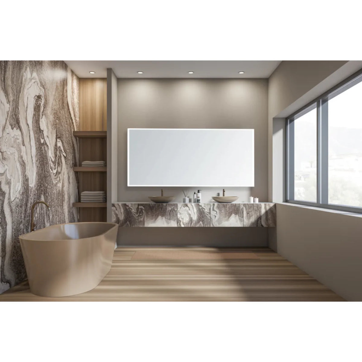 Modern Mirrors Astral Lighted Bathroom Vanity Mirror, Wall Mirror with Dimmable Daylight LED Lighting