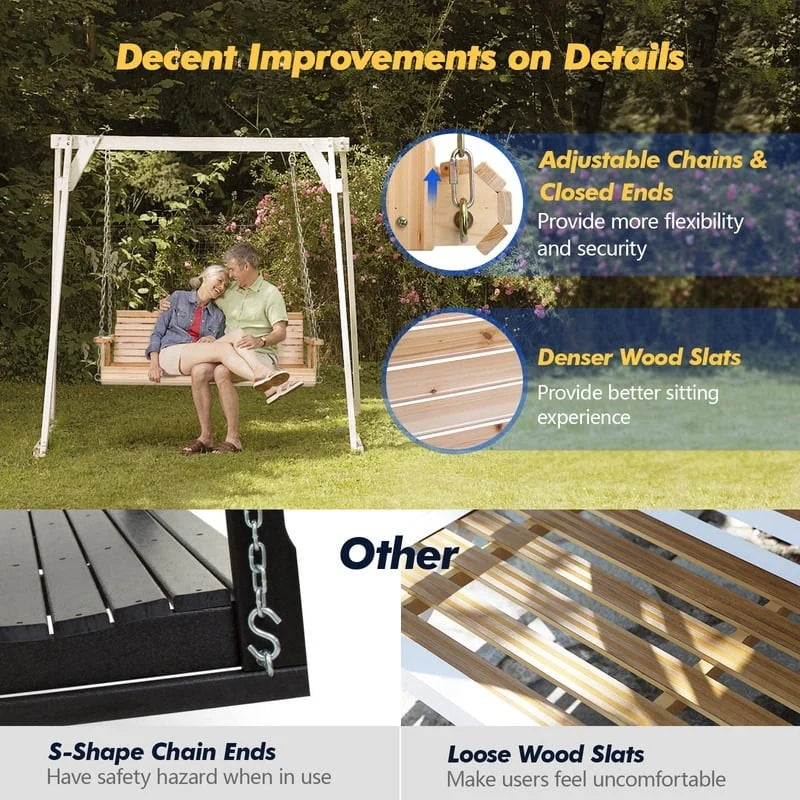 3-person Wood Porch Swing Brown