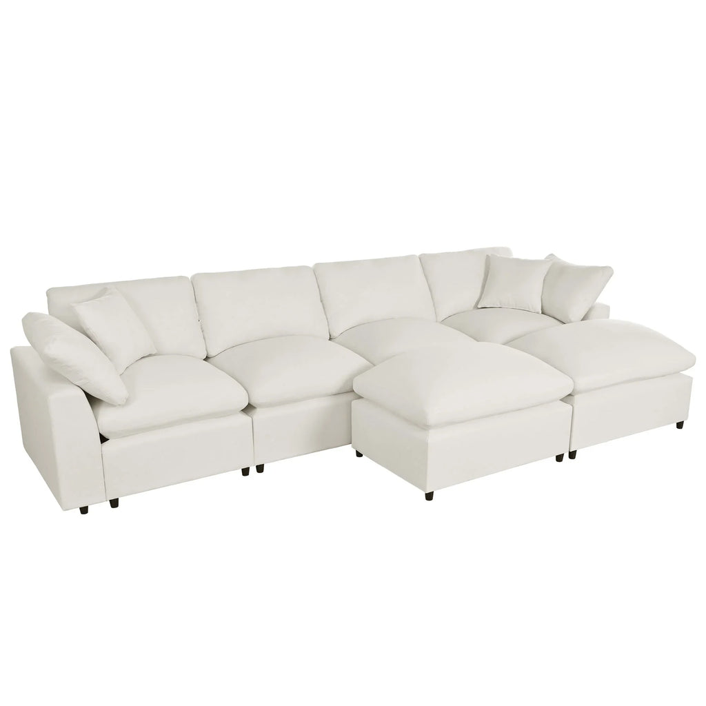 Harper & Bright Designs Convertible Modular Sectional Sofa with 2 Removable Ottomans & Pillows, Large U Shape Cloud Couch with Reversible Chaise for Living Room, Grey