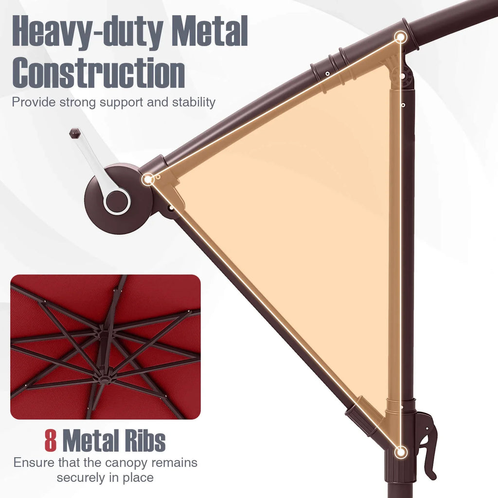Costway 98.40" Navy Cantilever Patio Umbrella, Base-Included